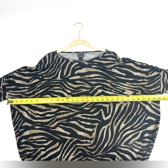 Clara Sun Woo Size Small Live Out Loud Tiger Zebra Animal Print Tunic Top Slinky - Picture 7 of 9